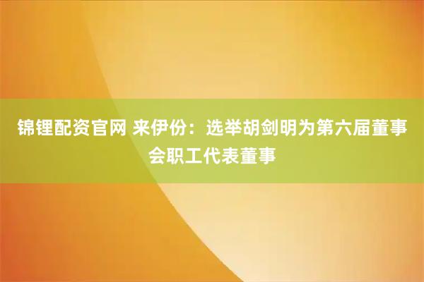 锦锂配资官网 来伊份：选举胡剑明为第六届董事会职工代表董事